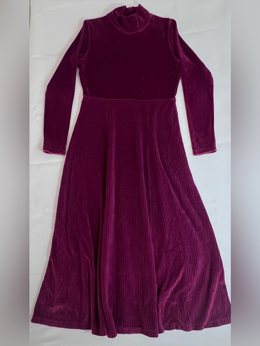 Coldwater Creek Long Sleeve Velvet Maxi Dress in Plum